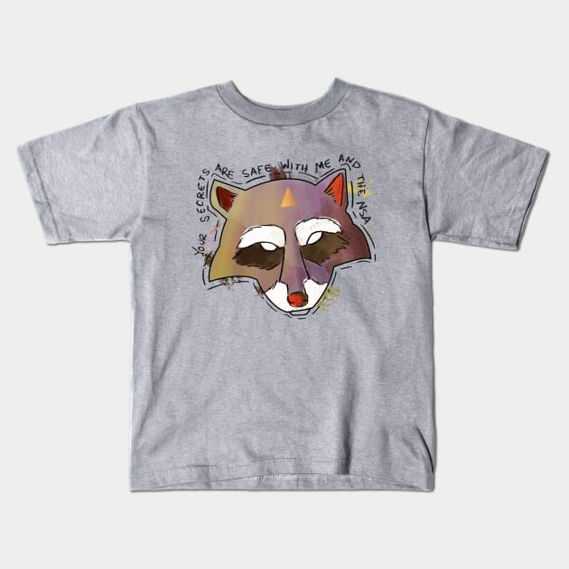 NSA Raccoon Kids T-Shirt by 📼Creepe💀Paper🕶️